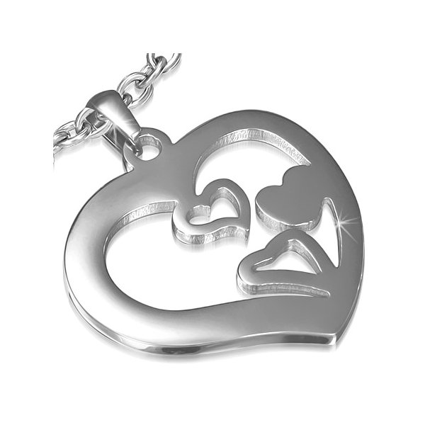 Set inox cu inimioare pandant si cercei  [2]